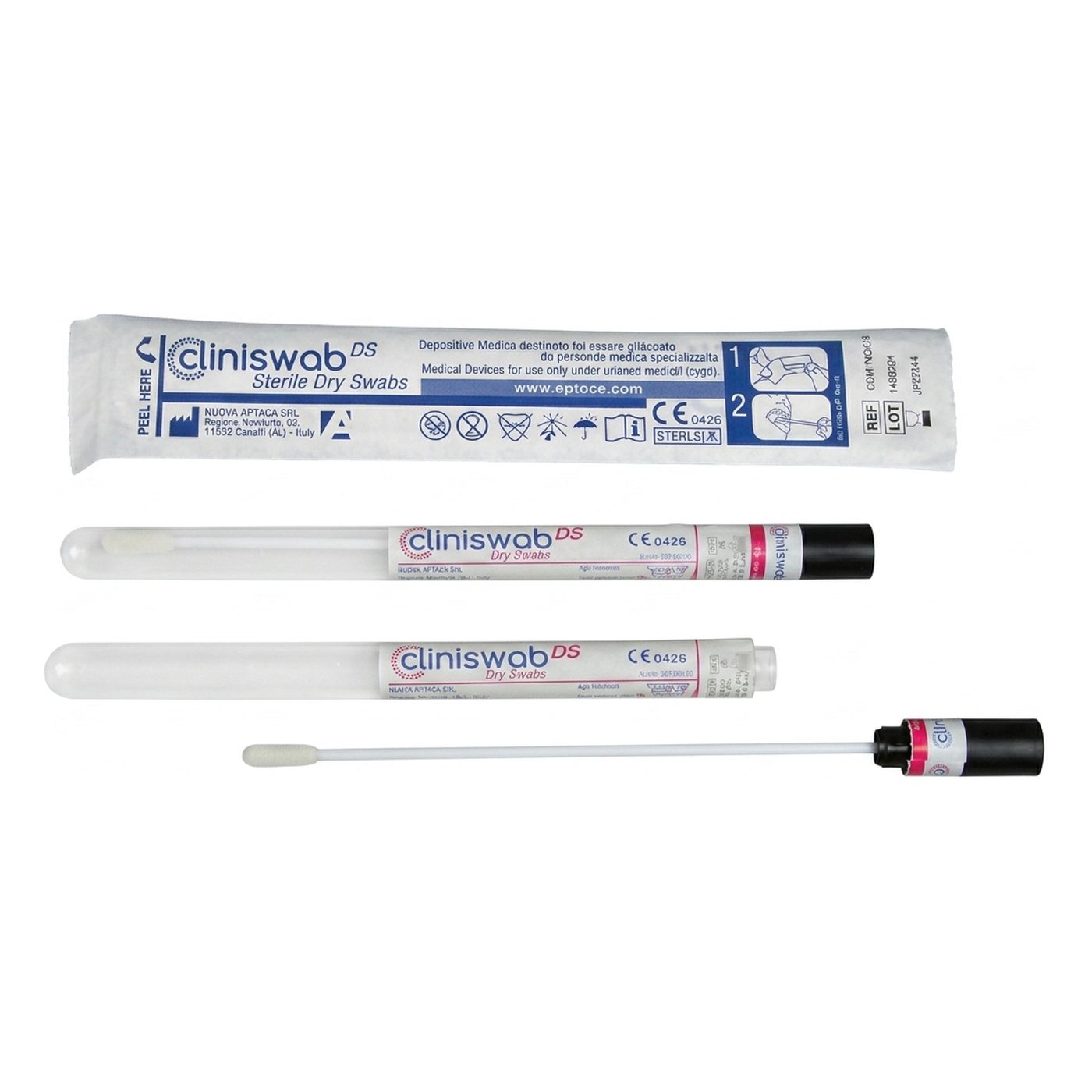 Foam tip, plastic shaft, Ø12x150 mm, sterile