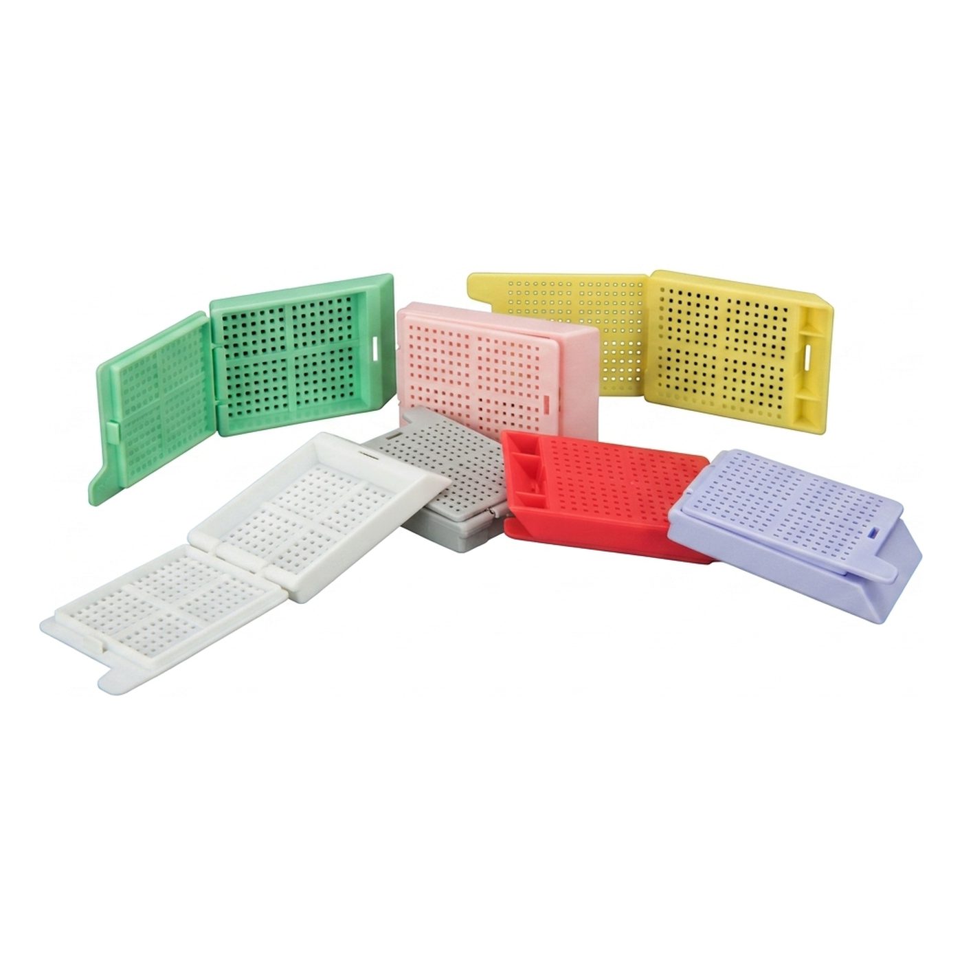 Biopsy cassette, red, with removable plastic lid