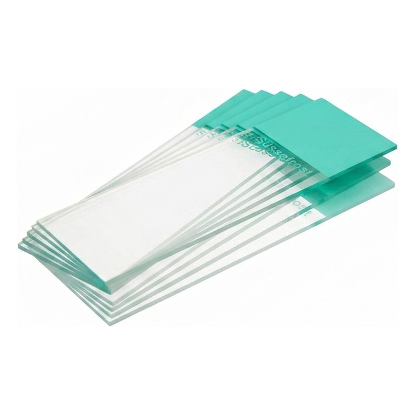 Microscope slide, green frosted end, 90° corners, ground edges