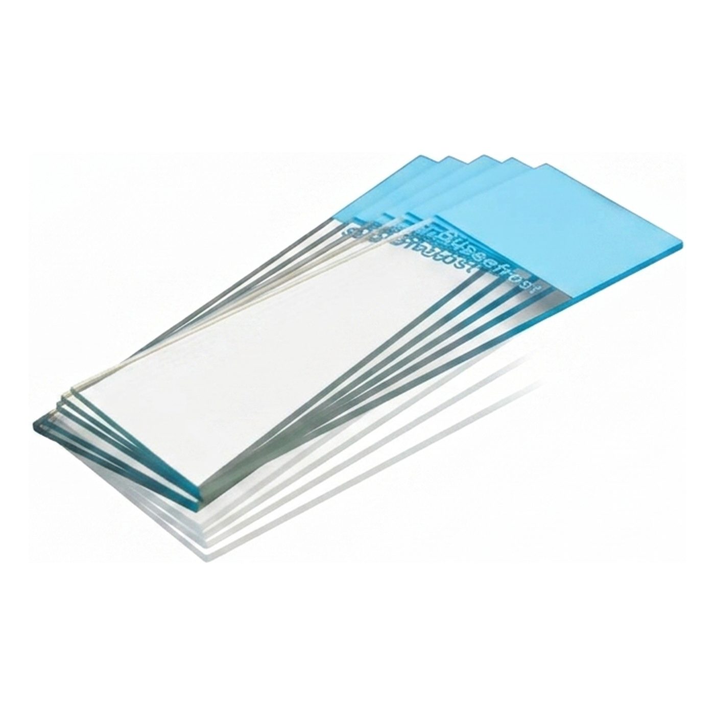 Microscope slide, blue frosted end, 90° corners, ground edges