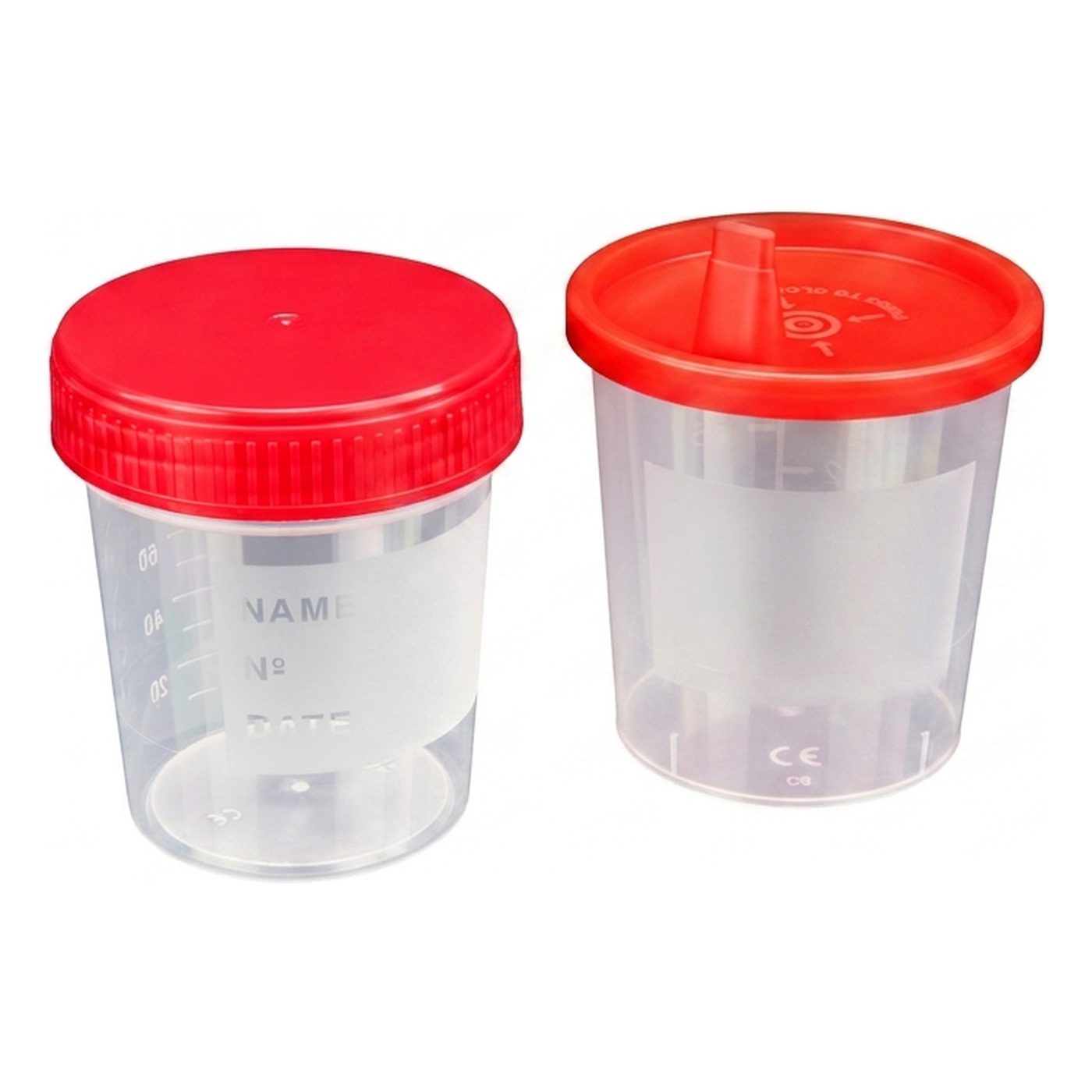 Universalbecher 125ml, Schnappdeckel rot, mit Ausguss